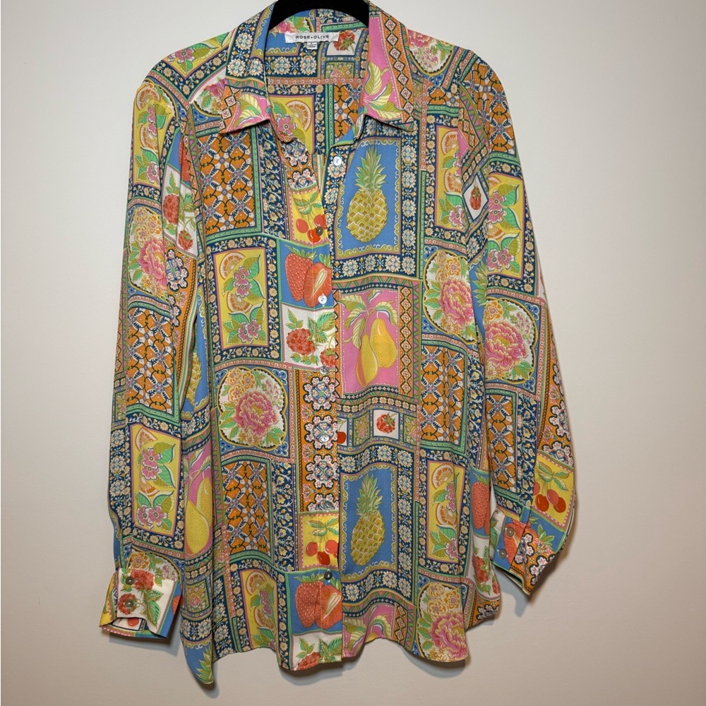 Rose & Olive Multicolor Patterned Button Down Shirt